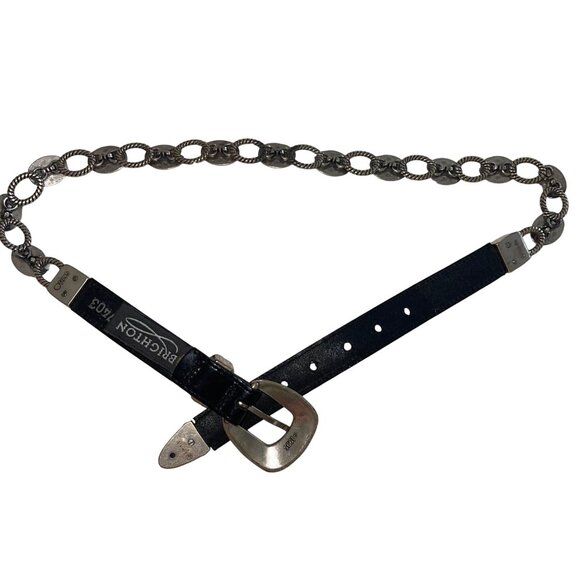 Brighton Vintage 1995 Womens Size S Black Tone Oval Metal Link Belt Casual main image 7